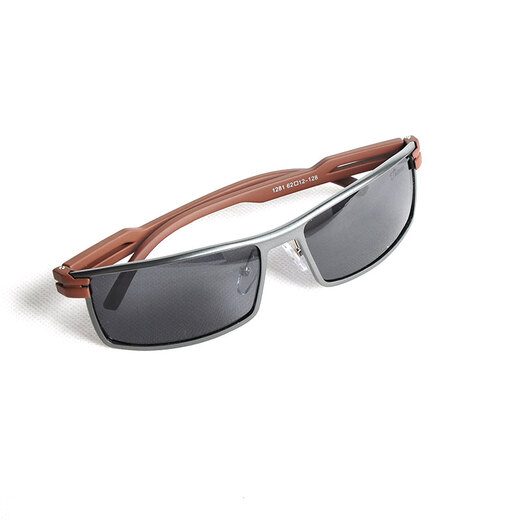 Gravel Sunglasses for Men and Women Couple Pure Aluminum Magnesium Explosion-proof Polarized Sunglasses Driving Fishing Travel Fashion Sports Glasses Gray Frame Coffee Legs