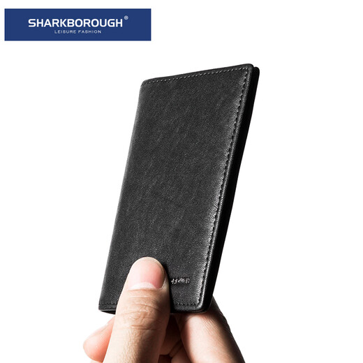 Sac de carte en cuir authentique Sharkborough pour la carte de licence de conducteur en cuir court pour hommes Anti-démagnétisation mince portefeuille multi-cartes coréen décontractée