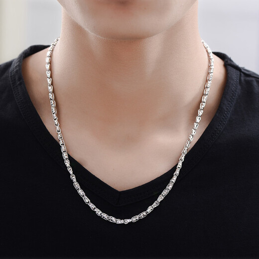 Yuan Shengfu's new PT950 fashionable men's platinum necklace, simple and versatile platinum wheat ear chain, elegant, 27.43g, length 55cm