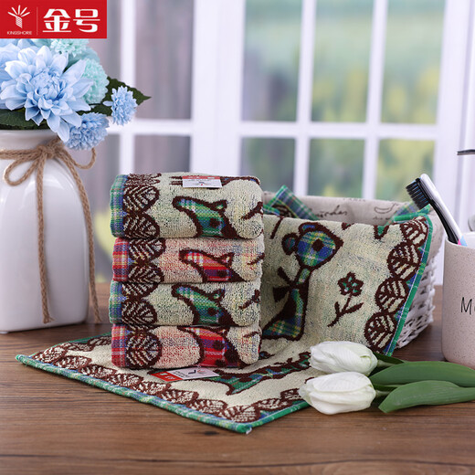 Gold number pure cotton cartoon deer children's face towel bath towel women's travel towel soft absorbent dark household face towel small towel green