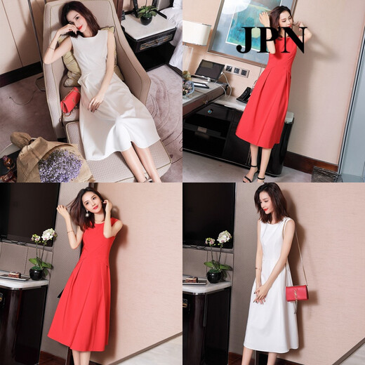 JPN Hong Kong Robe sans manches tendance pour les femmes 2025 Nouveau tempérament Déesse Fan Mingyuan Party Gest Jupe A-line jupe Summer White Robe XL