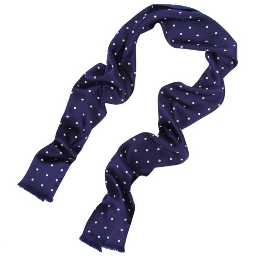 IFSONG men's retro silk collar scarf men's shirt scarf men's long silk scarf mulberry silk scarf men's dark blue black polka dot gift box dark blue white dot HC278B