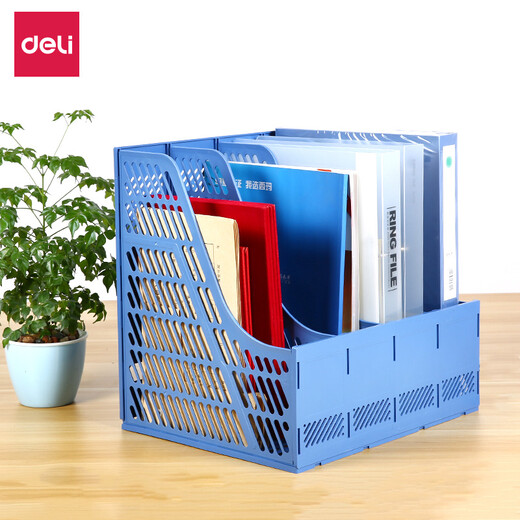 Deli-Vierspaltdatei Korb/Datei Frame Datei Rack Office Supplies Speicherbox 9848z Blau