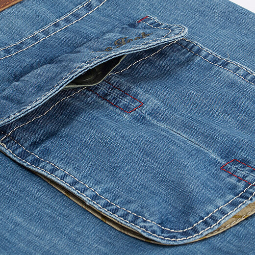 JEEP SPIRIT Jeep Casual Denim Shorts Men's Straight Loose Summer Cropped Pants Multi-Pocket Working Mid-Pants 753 Light Blue 753 Size 31 Size 2ft 3