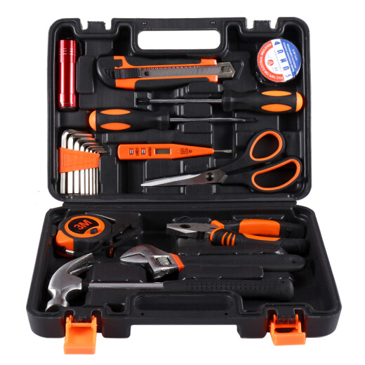 Nine-Poon tool box set tool household tool box 12V dual-speed lithium electric drill set lithium electric drill tool set household tool set 19 pieces