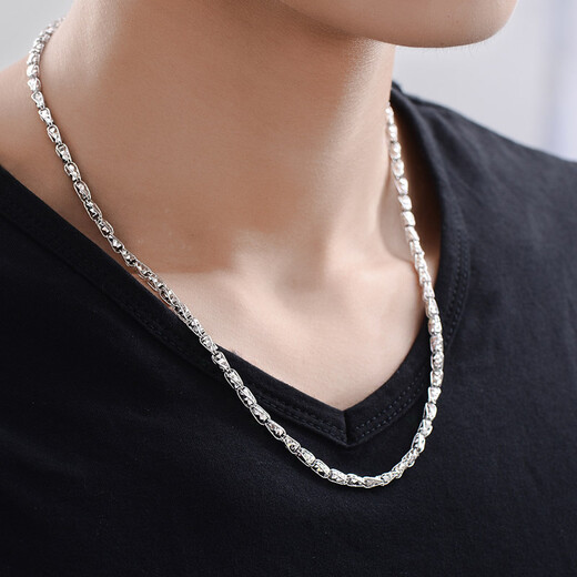 Yuan Shengfu's new PT950 fashionable men's platinum necklace, simple and versatile platinum wheat ear chain, elegant, 27.43g, length 55cm