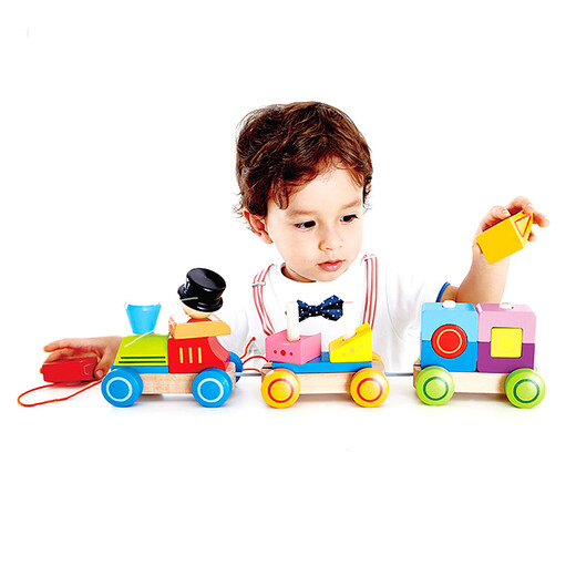 
Hape building block toys, small train toys, geometric drag and plug small train toys, 0-3 years old, early childhood education baby toys