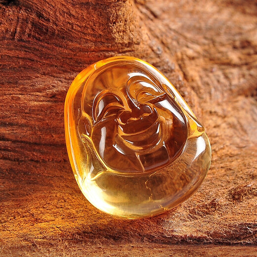 Jade [1 item 1 shot] Natural Citrine Guanyin Bodhisattva Pendant Festival Yellow Crystal Pendant with Certificate Birthday Gift Citrine Smile Buddha Pendant (G694) has been moved away