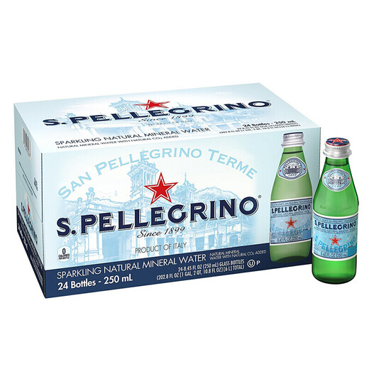 San Pellegrino imported from Italy natural aerated mineral water sparkling water soda water drinking water San Pellegrino 250ml*24 bottles