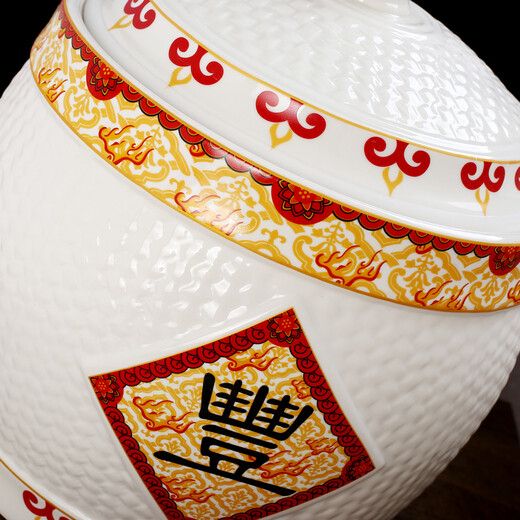 Topological rice jar ceramic home use to attract wealth and gather treasure storage tank rice storage barrel egg moisture-proof insect-proof belt dense gather wealth and treasure-8Jin Jin is equal to 0.5 kg