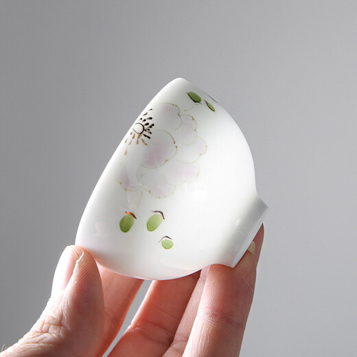 SUSHI CERAMICS Kung Fu Tea Cup Hand-painted Hundred Flowers Ceramic Personal Cup Thin Body Porcelain Master Cup Holiday Gift Box