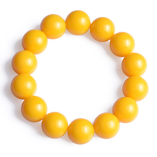 Jing Yuxiang beeswax bracelet natural old honey chicken oil yellow full honey amber bracelet men's single circle women's round barrel Buddha beads without optimization 15.5mm diameter 15-