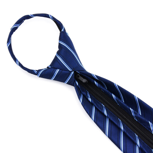 Gaochuan zipper tie 8cm formal business men's lazy groom wedding easy-to-wear business attire business blue and white stripes