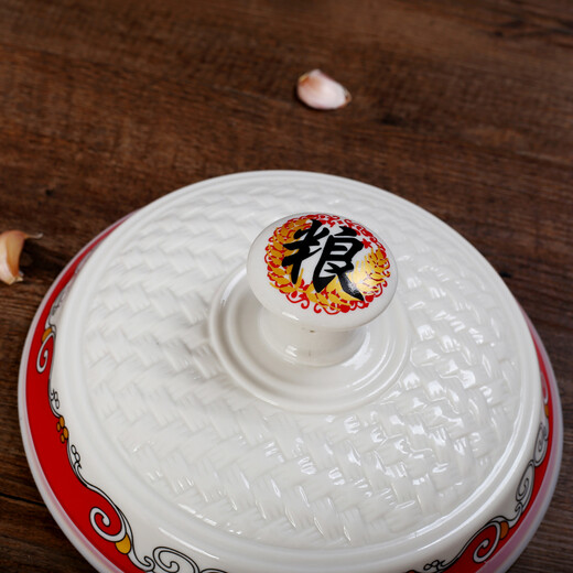 Topological rice jar ceramic home use to attract wealth and gather treasure storage tank rice storage barrel egg moisture-proof insect-proof belt dense gather wealth and treasure-8Jin Jin is equal to 0.5 kg