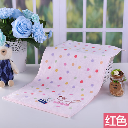Gold number pure cotton cartoon Wu Nian double-layer gauze children's towel household women's face towel kindergarten face wash towel sweat towel children's towel soft and absorbent 52*28CM red