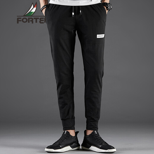 FORTEI Casual Pants Men's Fashionable Casual Nine-Point Pants Men's Small Leg Pants Slim Fit Korean Style Leg-tie Harem Pants Men 18143FT18228 Black 30 FORTEI Casual Pants Men's Fashionable Casual Nine-Point Pants Men's Small Leg Pants Slim Fit Korean Style Leg-tie Harem Pants Men 18143FT18228 Black 30