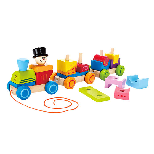 
Hape building block toys, small train toys, geometric drag and plug small train toys, 0-3 years old, early childhood education baby toys