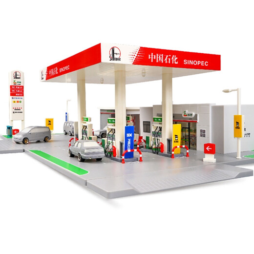 Tuoyi Sinopec gas station model toys 1:64 scene set parking lot simulation luminous children's toys Sinopec gas station model (light version)