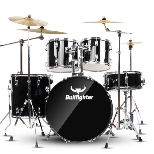 Bullfighter Drum Set (Bullfighter) Erwachsener Anfänger Kinderprofessioneller Jazz-Schlagzeug-Percussion-Instrument Black 5 Drum 4 Becken (verbessertes Ölhaut-Drum-Gesicht)