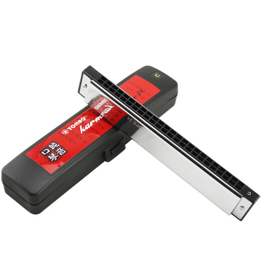 Tombo (Tombo) Japonais Cherry Pure Tone Pure Harmonica for Beginners 'Introduction to Advanced Teaching Advanced Performance Polonica Performance 6624p à 24 trous - Sac de carte Tombo
