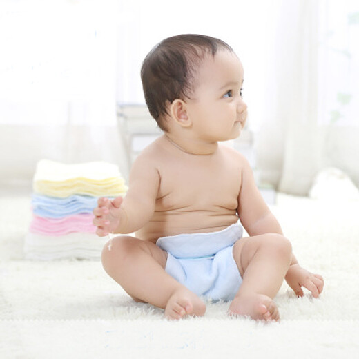 SAFTY DAD婴儿尿布全棉新生儿纱布尿片尿戒子透气可洗介子布垫宝宝隔尿三层 粉色46x17cm 10条装