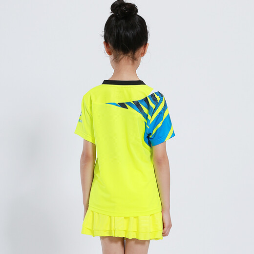 速干儿童羽毛球服套装男童女童短袖夏季中小学生乒乓球服网球服训练服团队运动服比赛队服跑步衣短裤团购印字 童装3880荧光绿(配绿裙裤) XS码