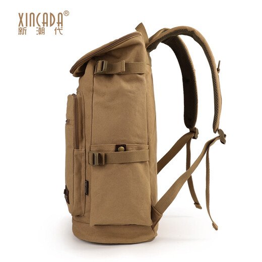 Trendy Generation Reisetasche Männer Sport im Freien Rucksack Freizeitcomputer Rucksack Retro Canvas Tasche Leichtes Kapazität Leichtes Herrenbeutel Khaki Rucksack