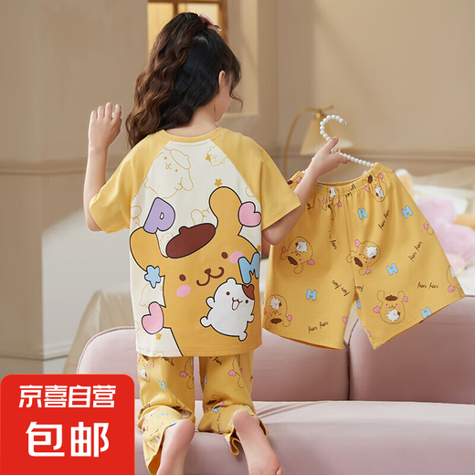 Pyjamas pour enfants à manches courtes à manches à manches courtes neuves dessin animé kulomi parent-enfant de taille moyenne pour enfants à la mode des vêtements à domicile