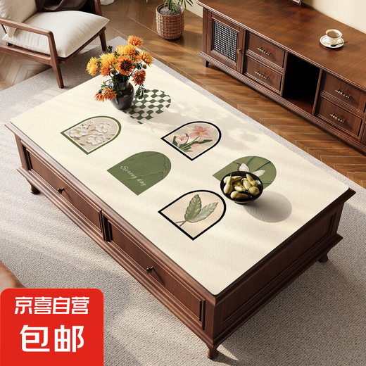 轻奢硅胶桌布免洗防水防油桌垫桌面保护垫餐桌垫茶几桌垫台布盖布 硅胶-【ZD11972】青纱挽妆 90*140CM