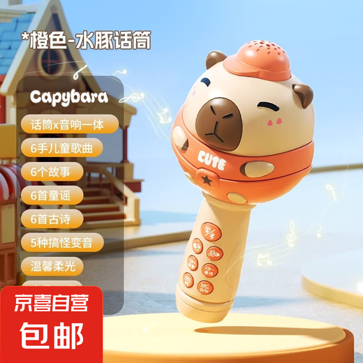 Kapibala Children's Toy Singing Machine Early Education Microphone Multifonction Rechargeable Creative Birthday Gift For Boys and Girls Kapibala Microphone [Orange] Modèle de charge