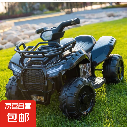 凌凌迪卡儿童电动车四轮汽车小孩宝宝可坐大人越野玩具车 黑色单电单驱