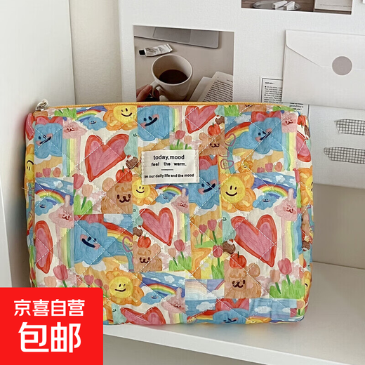 Cross-border Kasuga Graffiti cosmetic bag for traveling, portable storage toiletry bag, quilted large-capacity handbag, Kasuga Graffiti clutch bag