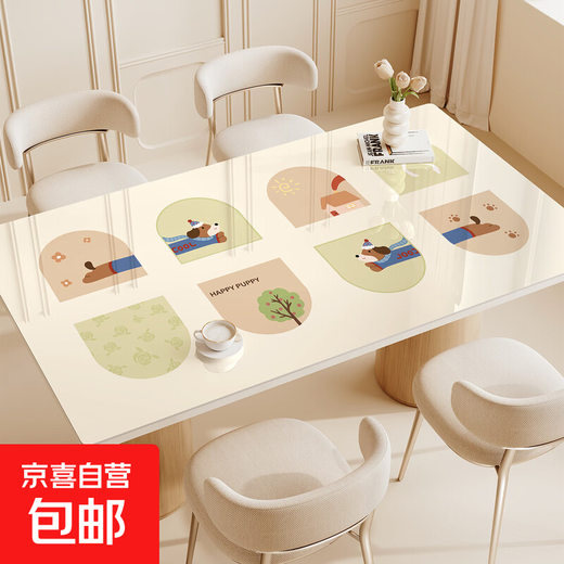 Mat de table à manger de dessin animé sans lavage, imperméable et anti-huile Protection de protection PVC PVC Verre doux Anti-scalding Table Table Natte