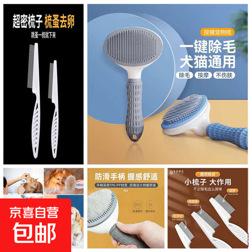 Dog hair removal comb, cat comb, dog hair cleaner, remove floating hair, Teddy Bichon needle comb, fluffy bath, general purpose for cats and dogs丨Knot comb, upgraded model, gray knot comb-1