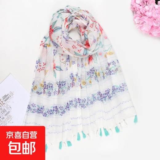韩版新款多色多款印花长巾，百搭时尚流苏丝巾女，度假旅游沙滩巾 小清新 175cm以上