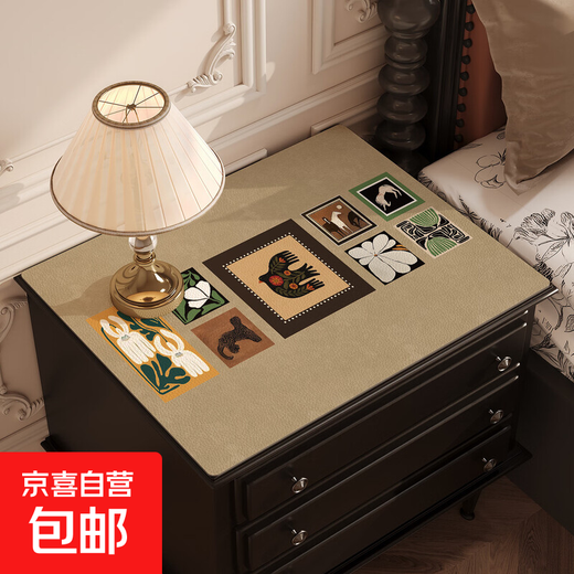 Silicone leather bedside table protective pad waterproof wear-resistant modern simple table cloth table pad dining table pad tea table cloth silicone-ZD11981 Gallery walk 40*50CM+40*50CM (two-piece set)