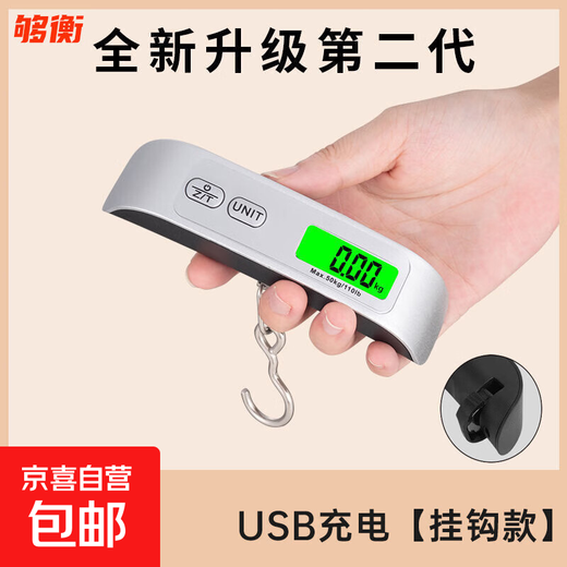 Goheng Electronic Portable Scale Crane Scale Hook Scale Portable Luggage Scale Portable Electronic Scale Courier Special Hook Scale Express Scale Home Travel 100 Jin Jin is equal to 0.5 kg Weighable Stainless Steel Hook Rechargeable Model
