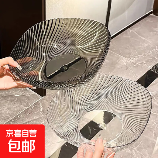 Fruit plate, living room, home coffee table, fruit plate, high-end front desk candy plate, snack plate, transparent gray silver single pack