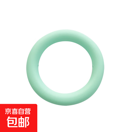 Silicone teether, food-grade hole-shaped ring chewing gum for babies, prevents falling off during oral period and can be chewed, pink and green, 1 pack