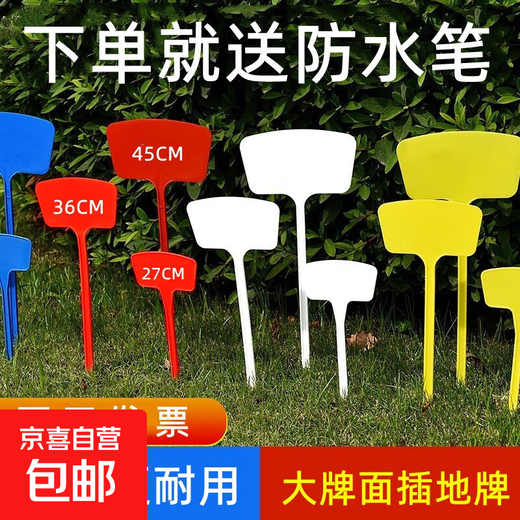 园艺标签花卉植物标签插地标牌防水园艺定制标识牌一体斜面 小立体36cm白(10个)