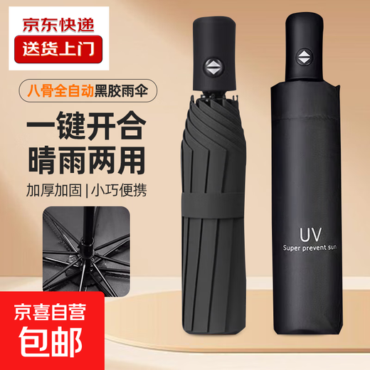 The most popular model on the Internet, manual UV folding vinyl sunscreen, sun protection and outdoor sunshade, rain or shine umbrella, automatic 8-bone black UV