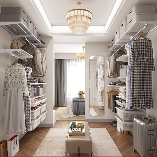 HPD open metal wardrobe steel frame on the wall whole house customized cloakroom bedroom walk-in stainless steel wardrobe bedroom custom cloakroom - price is subject to the plan. Customization is supported