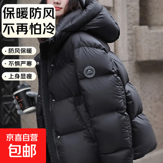 2025 Winter Korean New Style Down Jacket Women's Thickened Warm Puff Style Fashionable Versatile Hooded Jacket Short Style Dark Black M Recommended 110-130 Jin Jin equals 0.5 kg