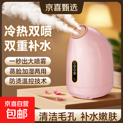 Relieve dryness, facial steamer, hot and cold dual-spray facial household moisturizing nano-spray mask hydration device, fully upgraded, daily good things for women and men in autumn and winter, pink Z16