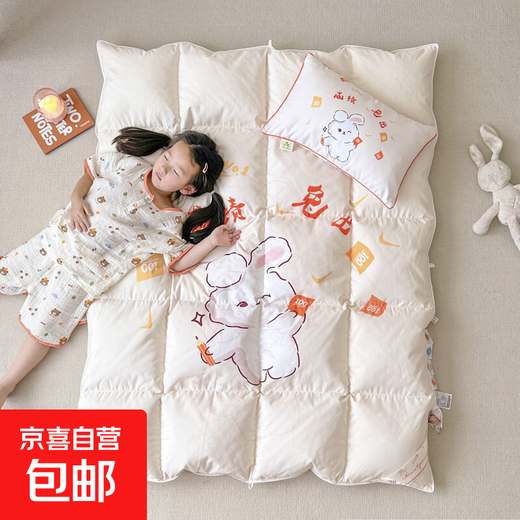 Antibacterial and anti-mite down white duck down quilt core, children's down quilt, infant student duck down quilt, spring and autumn quilt bedding, performance rabbit with model, soft and comfortable 160*210cm 800g down winter quilt