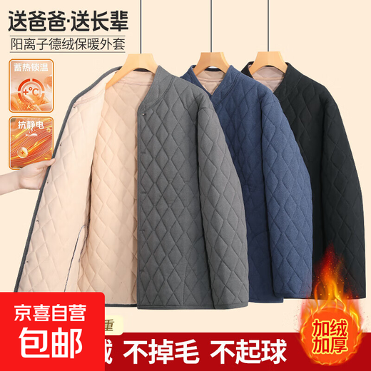 Close-fitting small cotton-padded jacket liner winter middle-aged and elderly men's father's jacket with cotton padding and thickened inner wear for outdoor warmth Blue cotton-padded jacket 3XL Recommended 160-180Jin Jin equals 0.5 kg