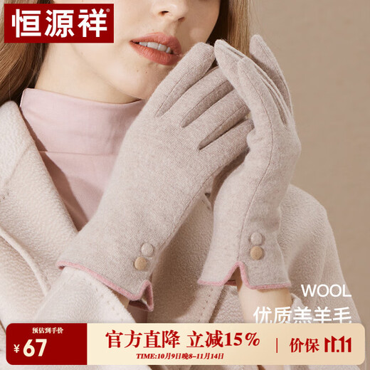 Hengyuanxiang gloves for women in autumn and winter, warm, windproof and cold-proof, cycling and driving, touch screen wool gloves, winter plus velvet gloves