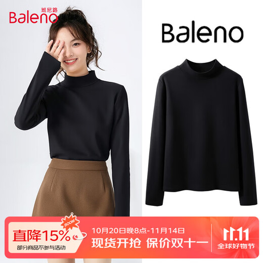 Baleno half turtleneck brushed thin velvet slim fit bottoming shirt for women 2025 autumn and winter new skin-friendly, comfortable and warm inner top