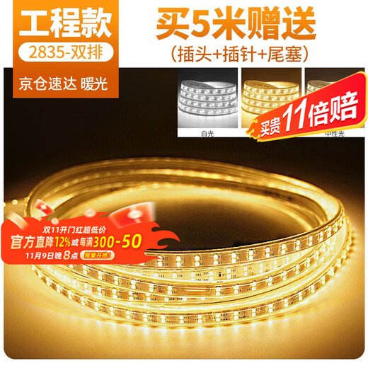 Deyan led light strip 220v high voltage outdoor waterproof light hotel villa project ultra-bright strip decorative linear light outdoor lighting 30 meters package-warm light 10W-120 beads/meter