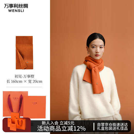 Wanshili pure wool scarf women's winter shawl and scarf as a New Year gift for girlfriend in a gift box first sight